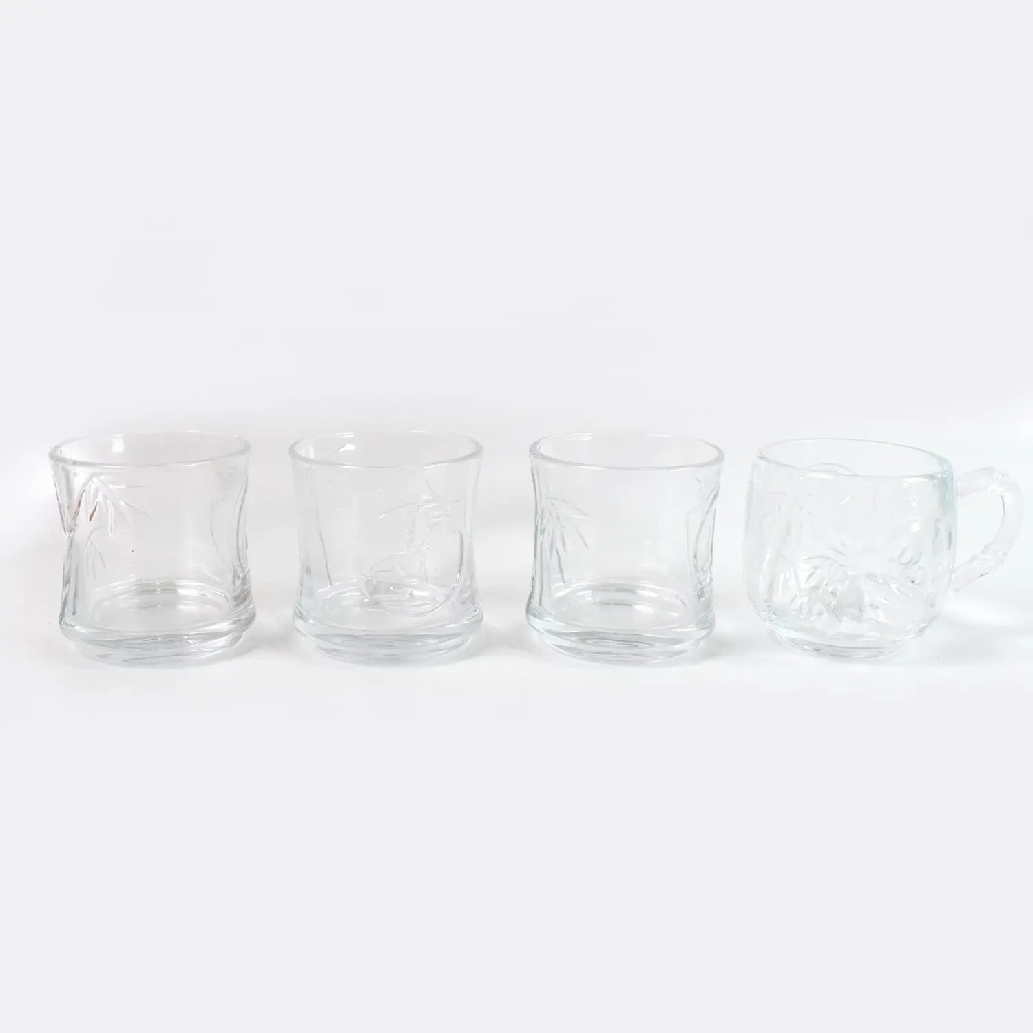Glass 3 Pc Tumbler 1 Pc Cup Set (4 Pcs Set) - Chestore