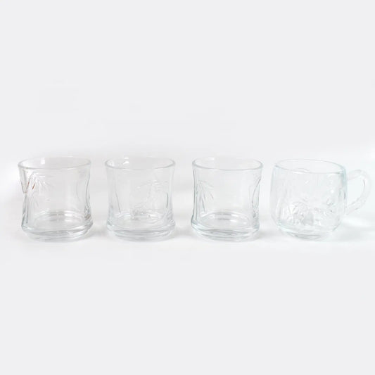 Glass 3 Pc Tumbler 1 Pc Cup Set (4 Pcs Set) - Chestore