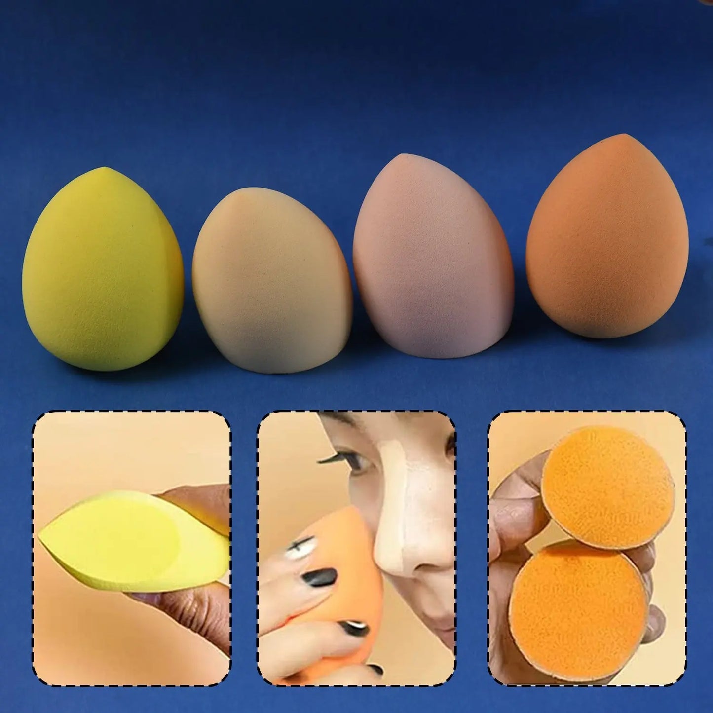 Makeup Sponges Set Perfect For Liquid Cream And Powder (4 Pcs Set With Case) - Chestore