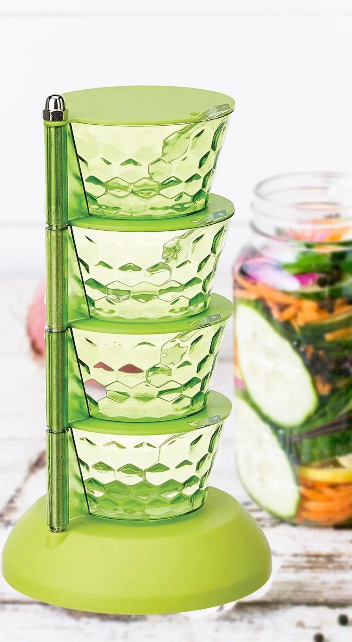 4 - in - 1 Multipurpose 360° Rotating Pickle Rack Container – Kitchen Organizer - Chestore