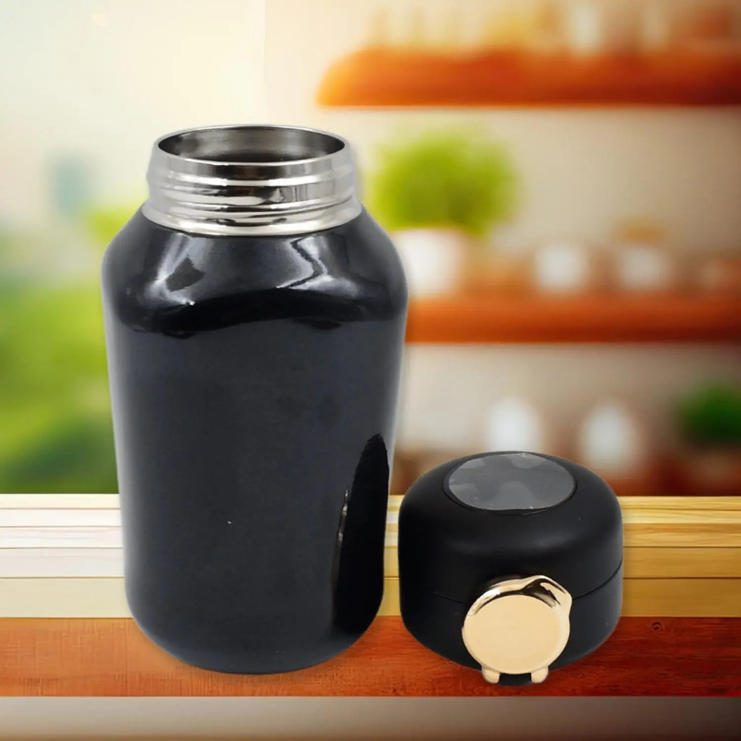 Thermos Steel Bottle with Push Button & Temperature Display – 420 ml – Hot & Cold Beverage Thermos - Chestore