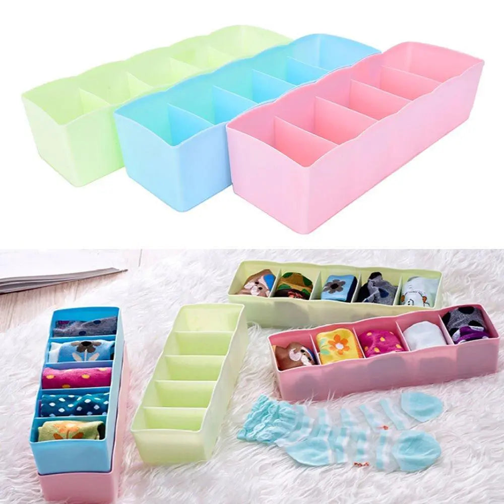 5 - Compartment Storage Box for Socks, Handkerchiefs & Underwear – Pack of 2 | Closet Organizer - Chestore