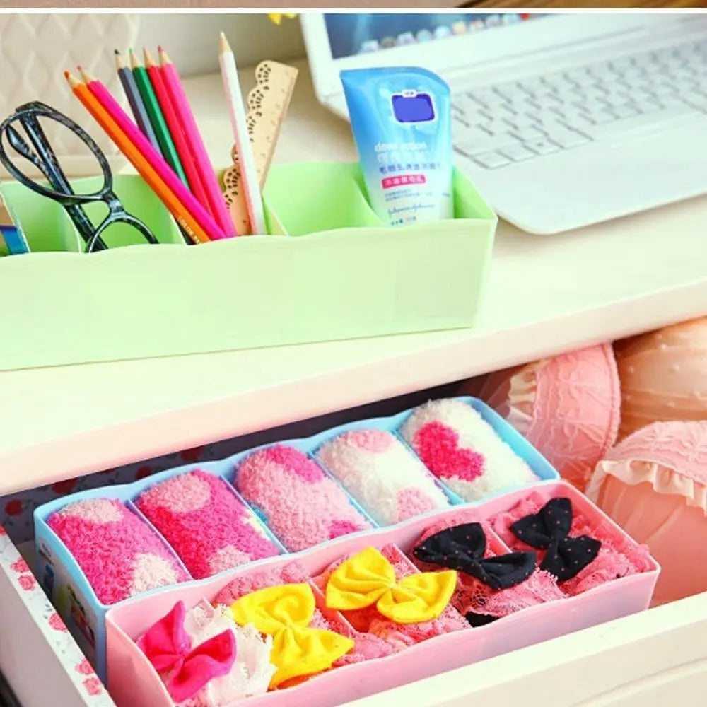 5 - Compartment Storage Box for Socks, Handkerchiefs & Underwear – Pack of 2 | Closet Organizer - Chestore