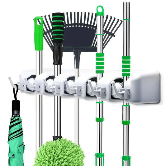 5 - Layer Multipurpose Wall Mounted Organizer – Ultimate Mop & Broom Holder - Chestore
