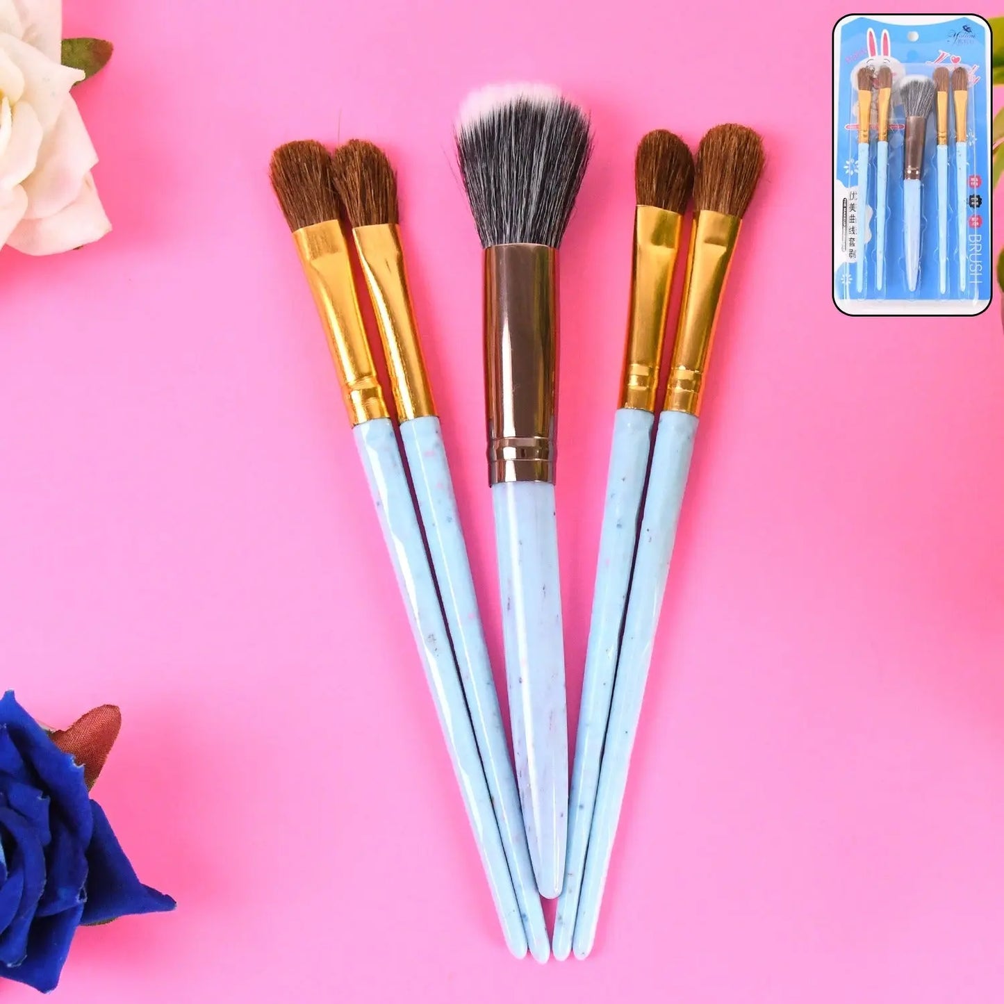 5pc Makeup Brush Tools Kit (5 Pcs Set Mix Color) - Chestore