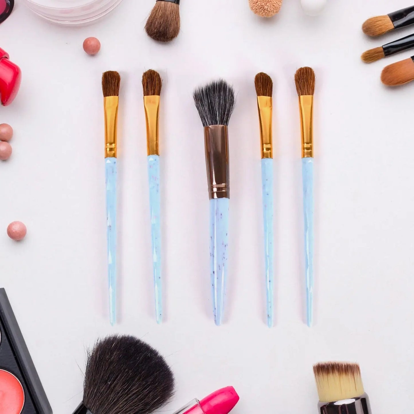 5pc Makeup Brush Tools Kit (5 Pcs Set Mix Color) - Chestore