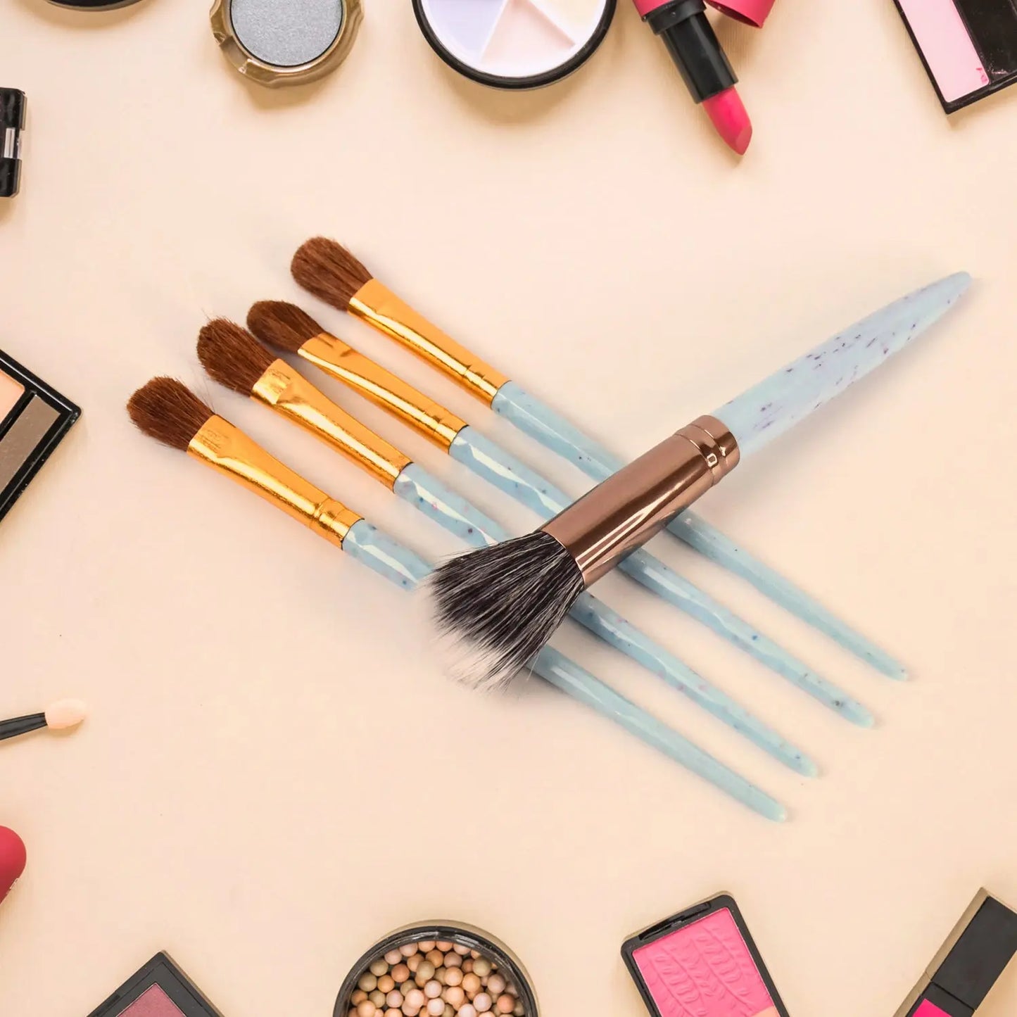 5pc Makeup Brush Tools Kit (5 Pcs Set Mix Color) - Chestore