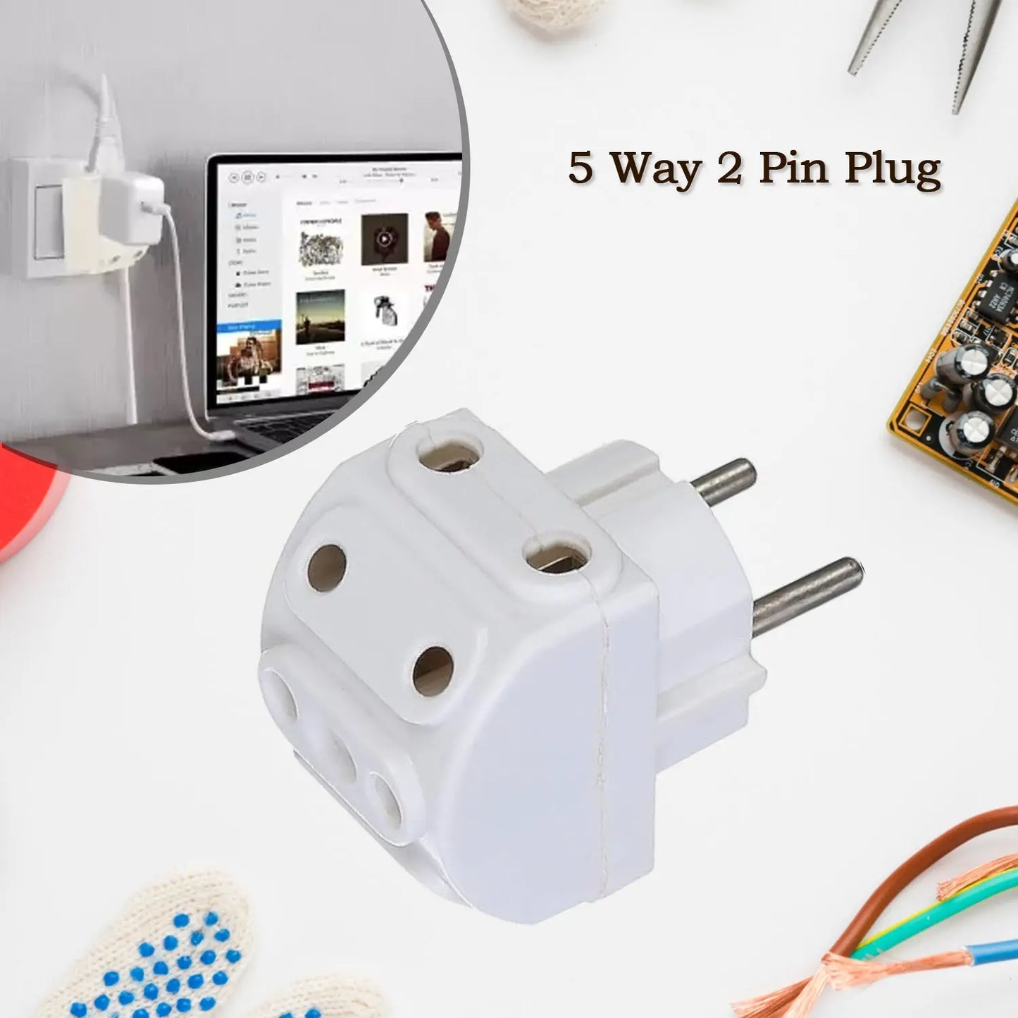 5 - Way 2 - Pin Multi Plug Socket Converter – Universal Power Adapter for Home & Office ⚡🔌 - Chestore
