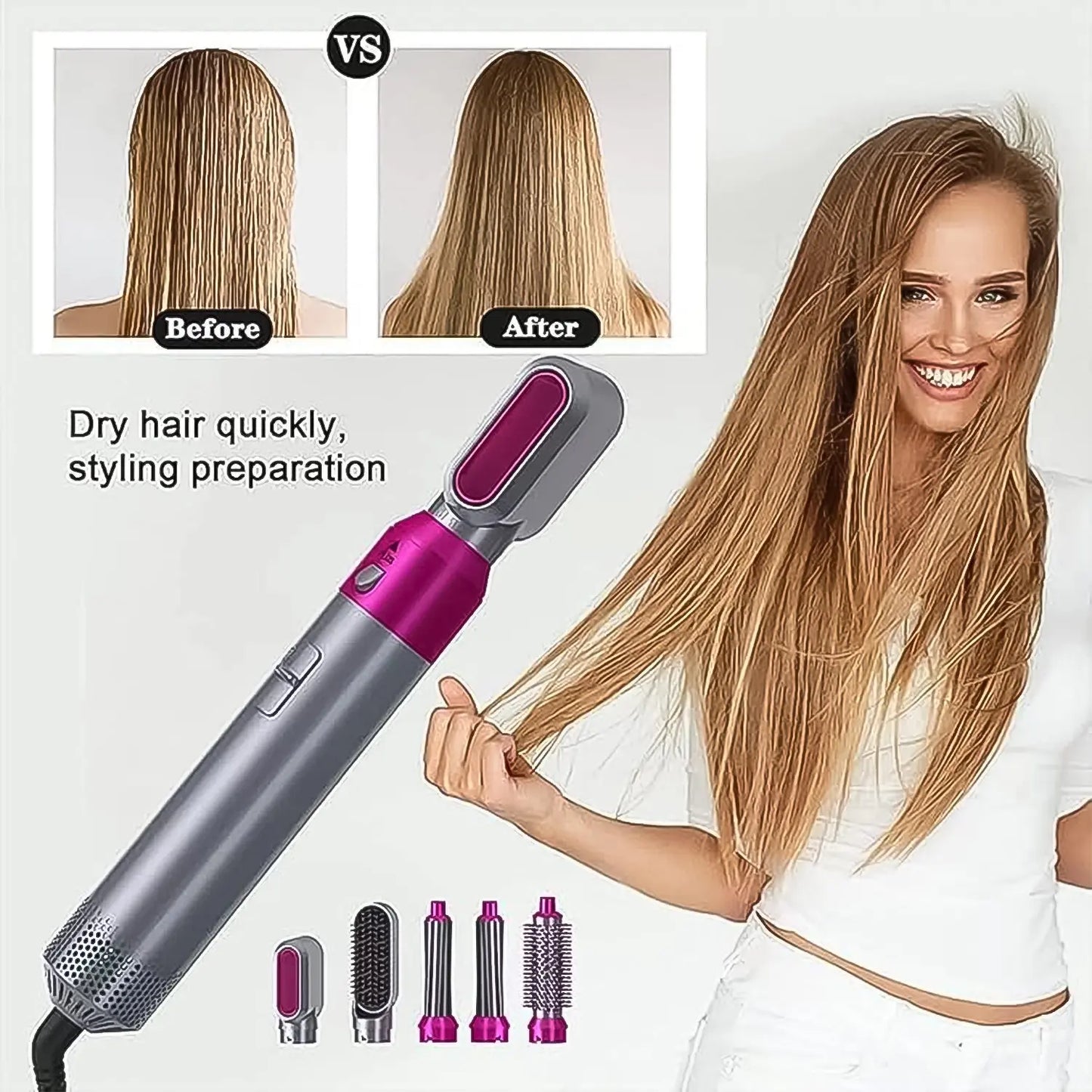 5 - in - 1 Hair Dryer Brush | Multifunctional Hot Air Styler for Volume, Smoothness & Shine - Chestore