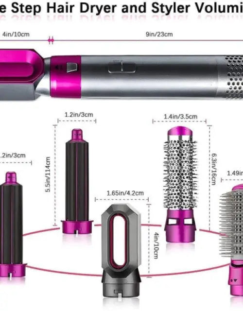 5-in-1 multifunctional hair dryer brush with curling and straightening attachments