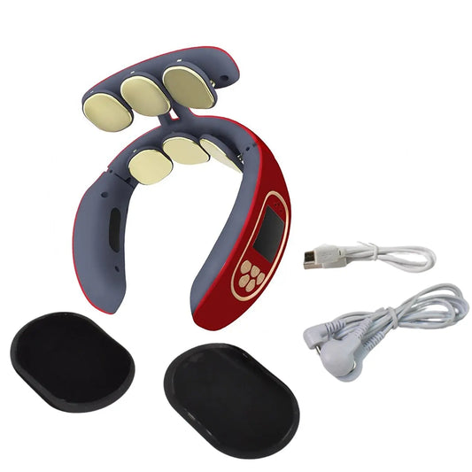 6 Heads Smart Electric Neck And Back Pulse Massager Wireless (1 Pc) - Chestore