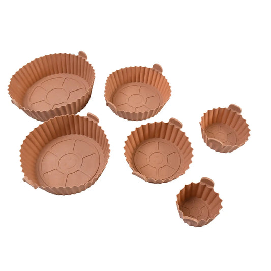 Air Fryer Reusable Silicone Pot – 6 - Piece Non - Stick Baking Tray with Handles - Chestore