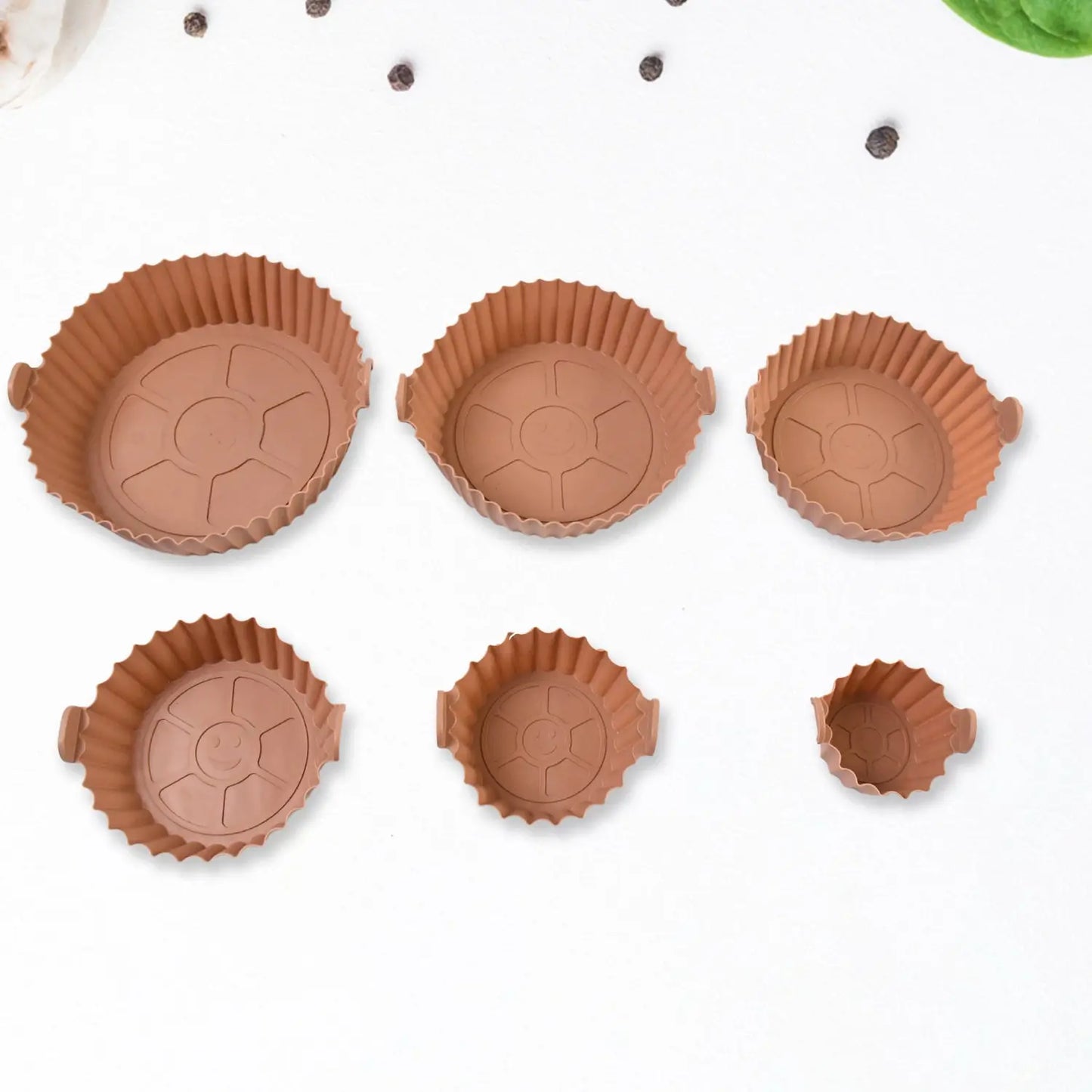 Air Fryer Reusable Silicone Pot – 6 - Piece Non - Stick Baking Tray with Handles - Chestore