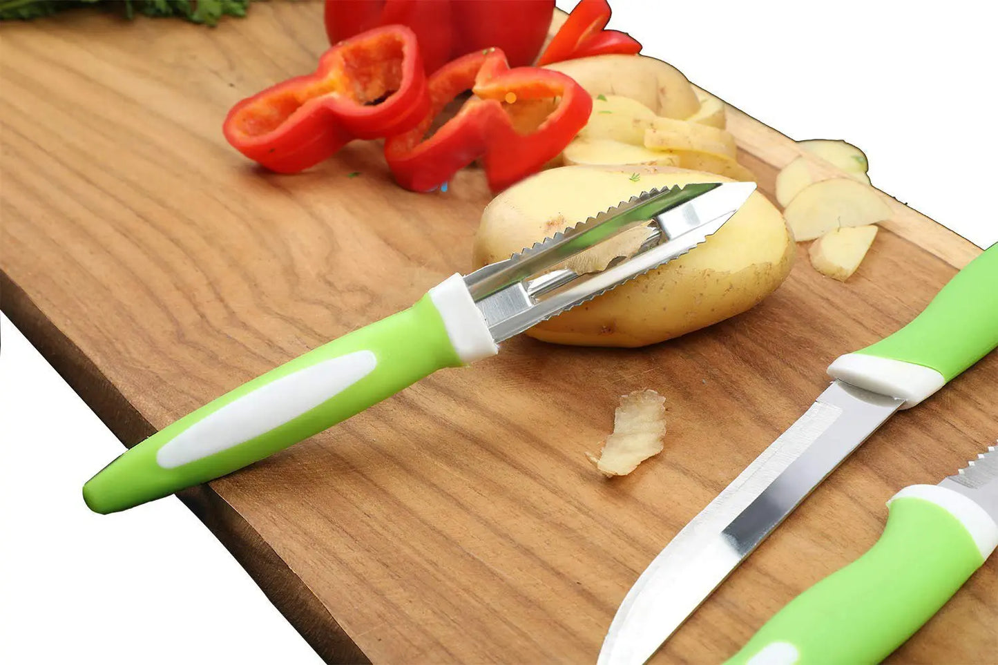 Stainless Steel Knife & Peeler Set with Stand – 6 - Piece Kitchen Essential - Chestore