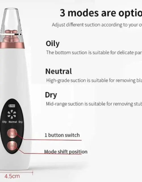 Product with three suction modes labeled on a white background

