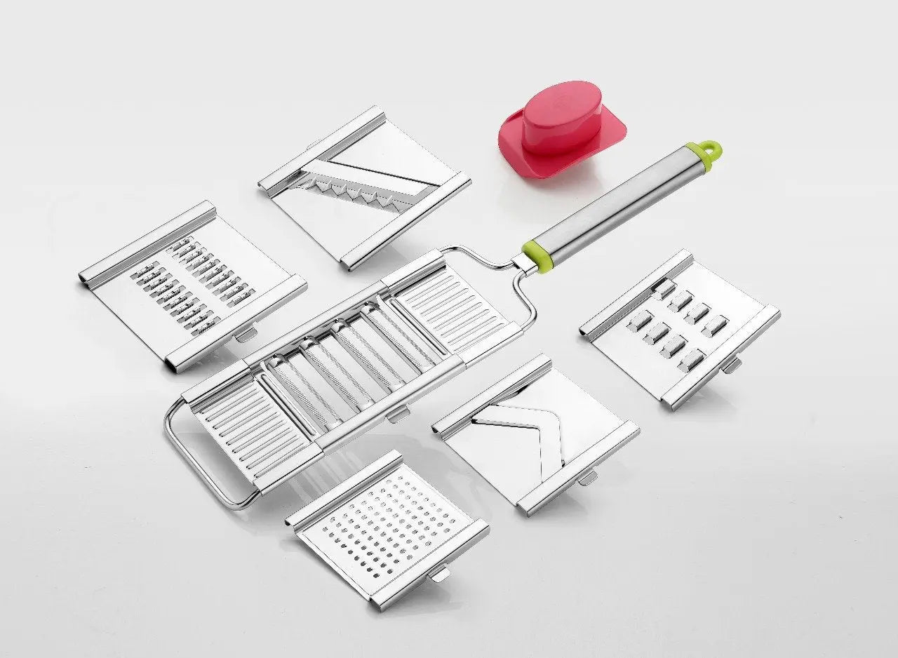 6 - in - 1 Stainless Steel Kitchen Chopper, Cutter, Slicer & Grater with Handle - Chestore