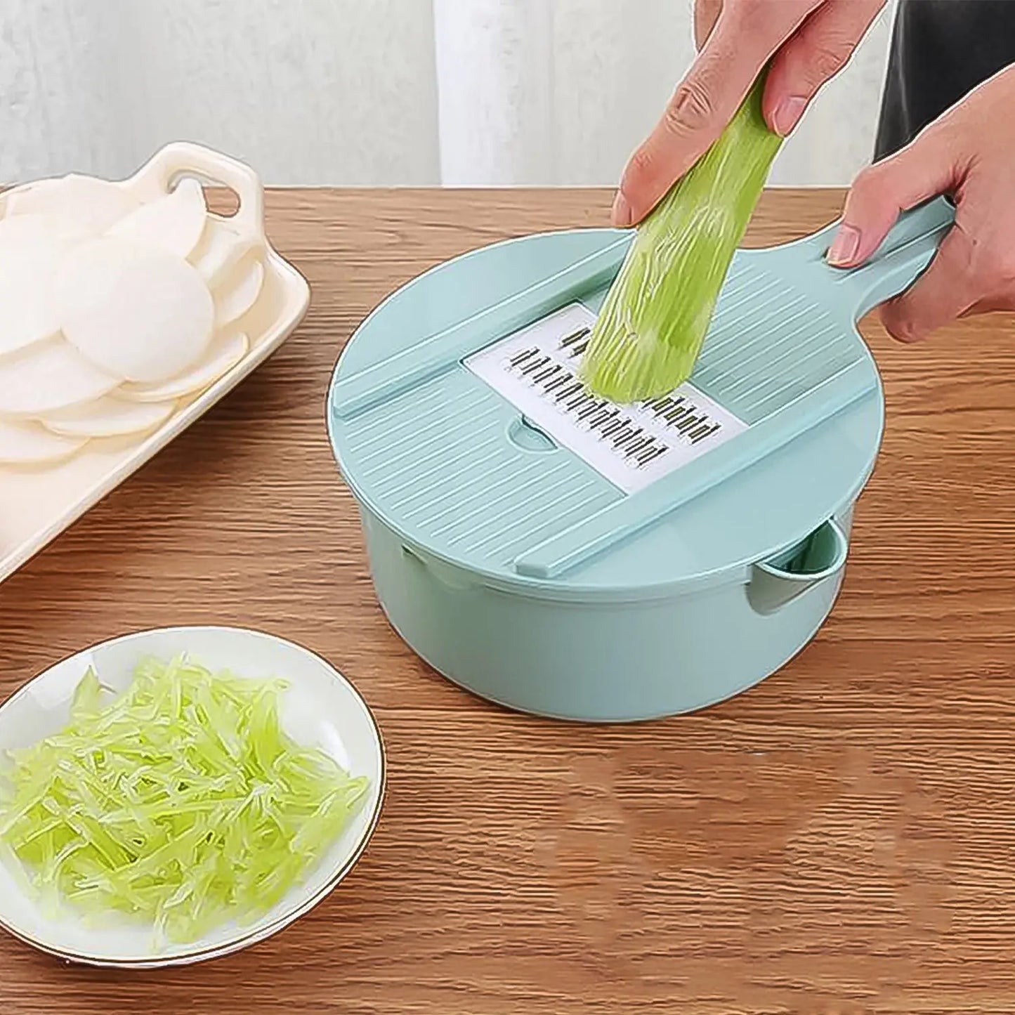 🥕 6 - in - 1 Vegetable Chopper with Drain Basket – Multifunctional Slicer Set - Chestore