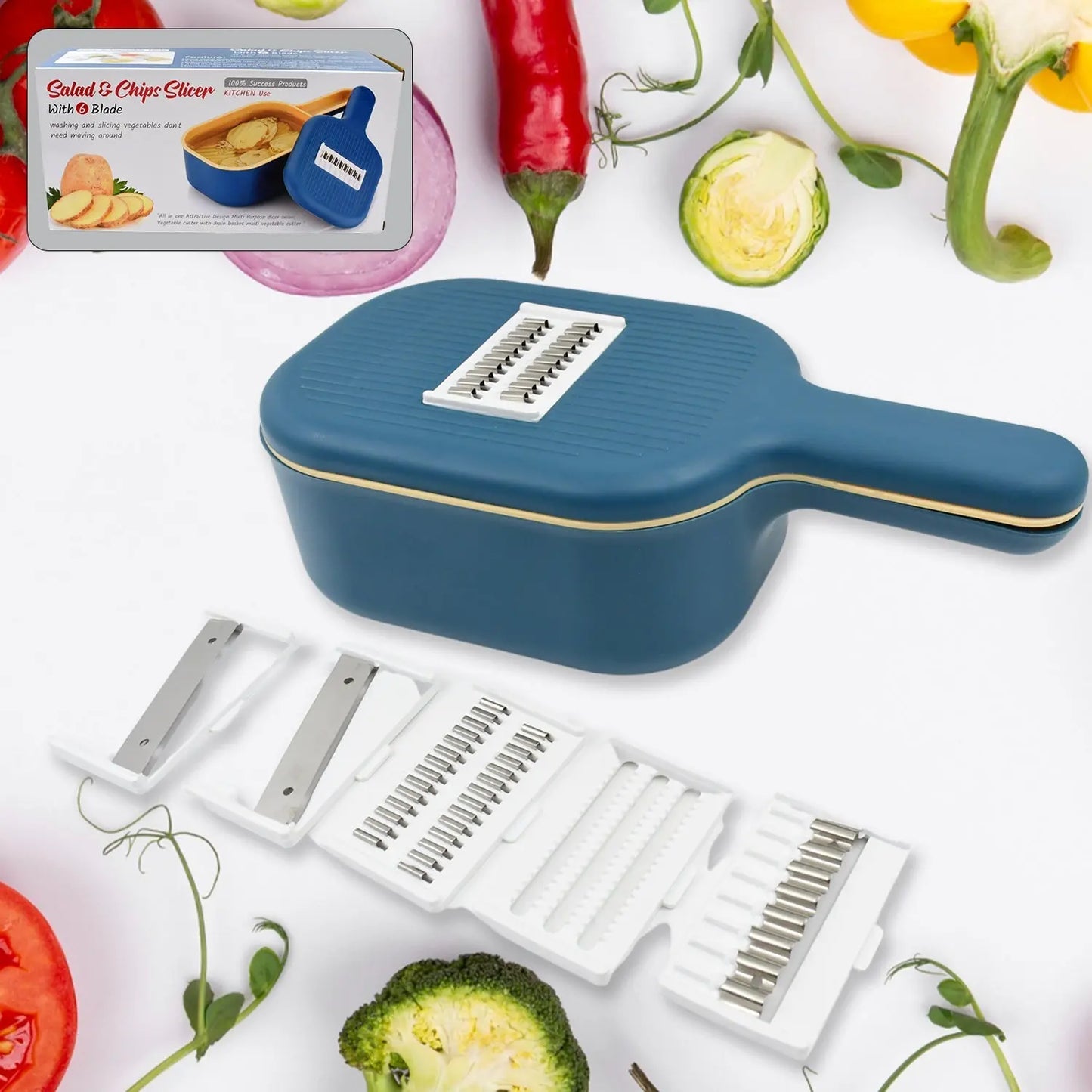6 - in - 1 Vegetable Slicer & Cutter with Container | Kitchen Tool - Chestore