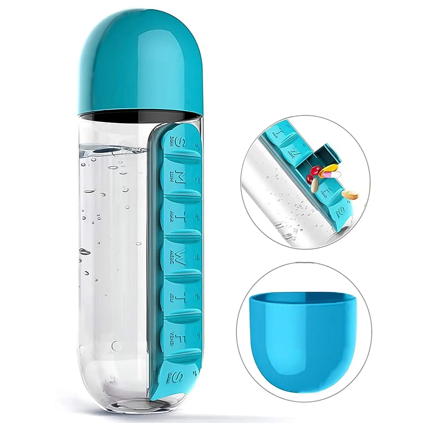 600ml Water Bottle with Built - In Pill Organizer – Perfect for Travel & Daily Use - Chestore