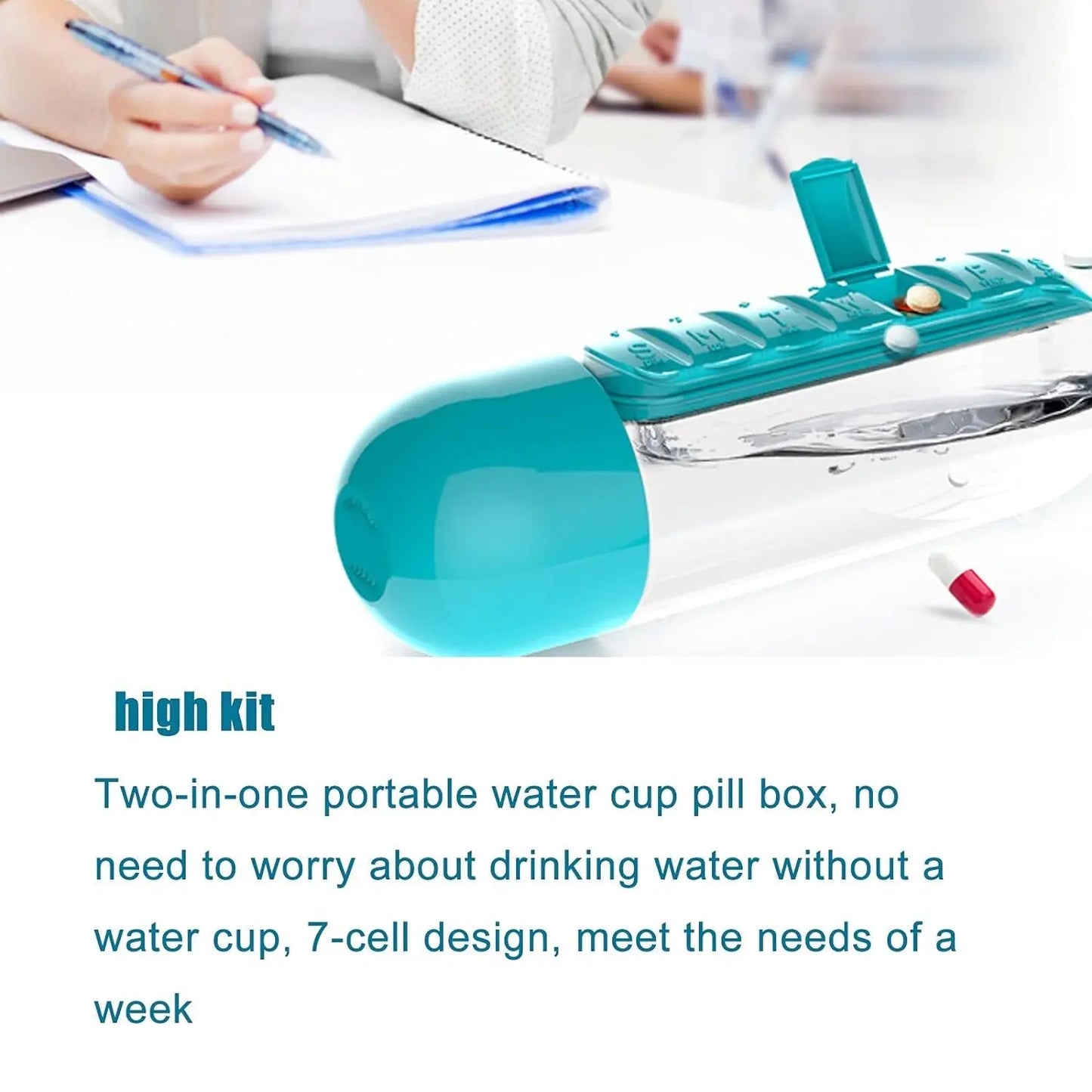 600ml Water Bottle with Built - In Pill Organizer – Perfect for Travel & Daily Use - Chestore