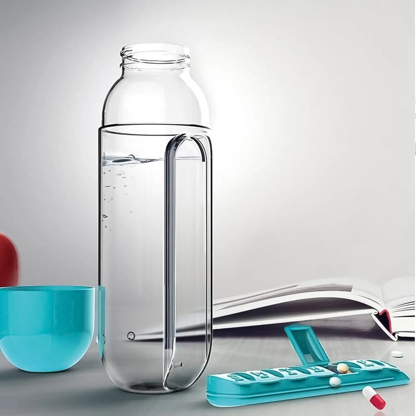 600ml Water Bottle with Built - In Pill Organizer – Perfect for Travel & Daily Use - Chestore