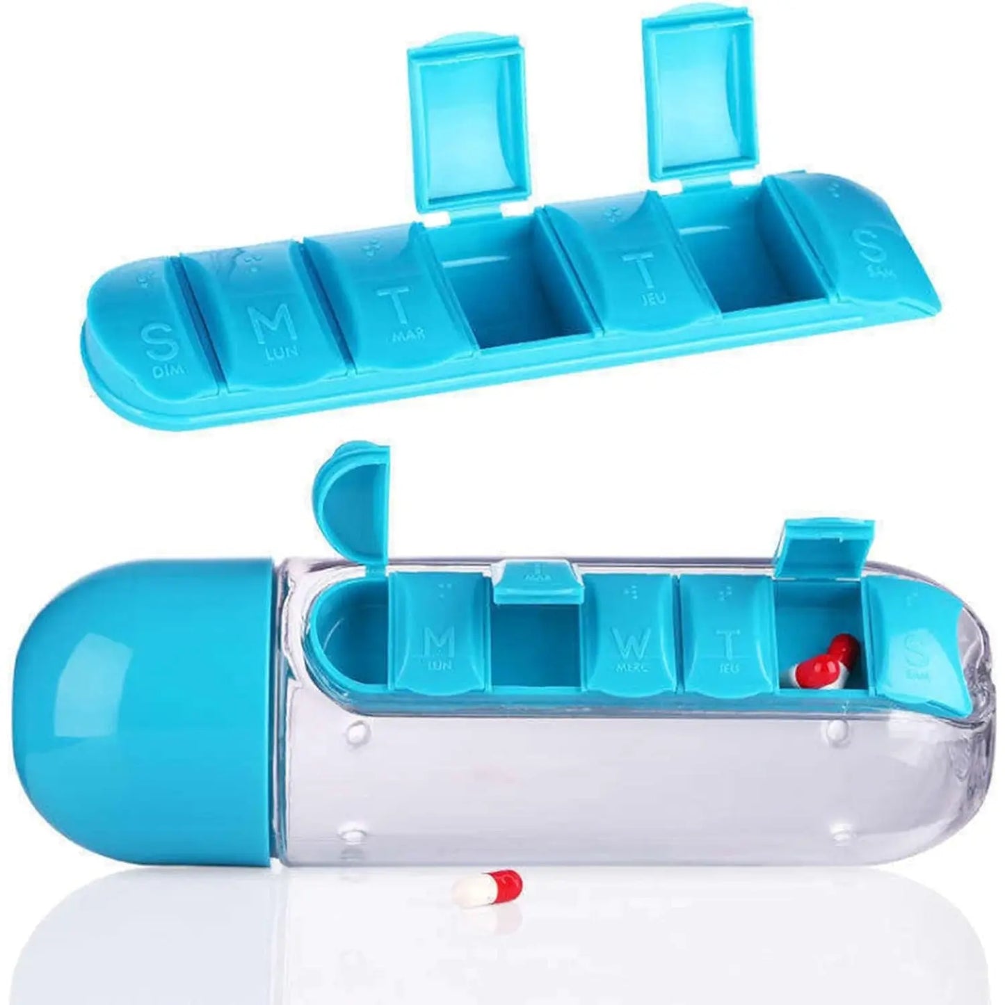 600ml Water Bottle with Built - In Pill Organizer – Perfect for Travel & Daily Use - Chestore