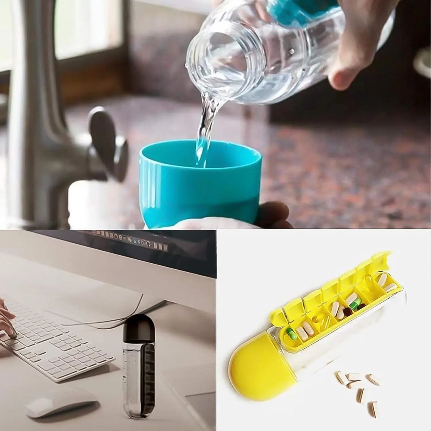 600ml Water Bottle with Built - In Pill Organizer – Perfect for Travel & Daily Use - Chestore