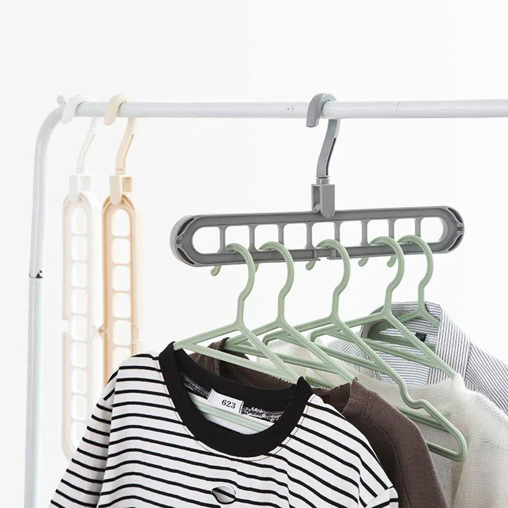 9 Hole Plastic Hanger & Hanging Hook – Indoor Wardrobe, Balcony & Suit Rack Organizer - Chestore