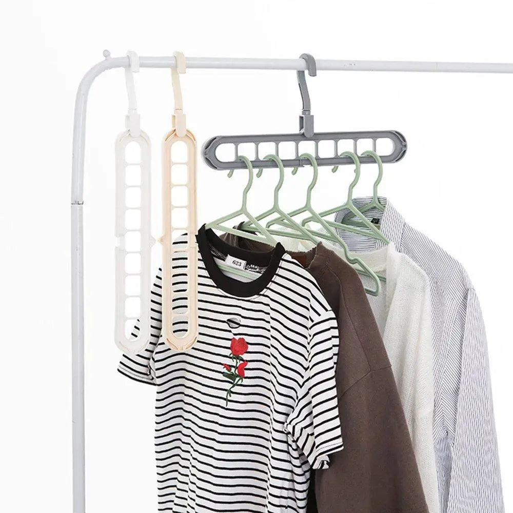 9 Hole Plastic Hanger & Hanging Hook – Indoor Wardrobe, Balcony & Suit Rack Organizer - Chestore