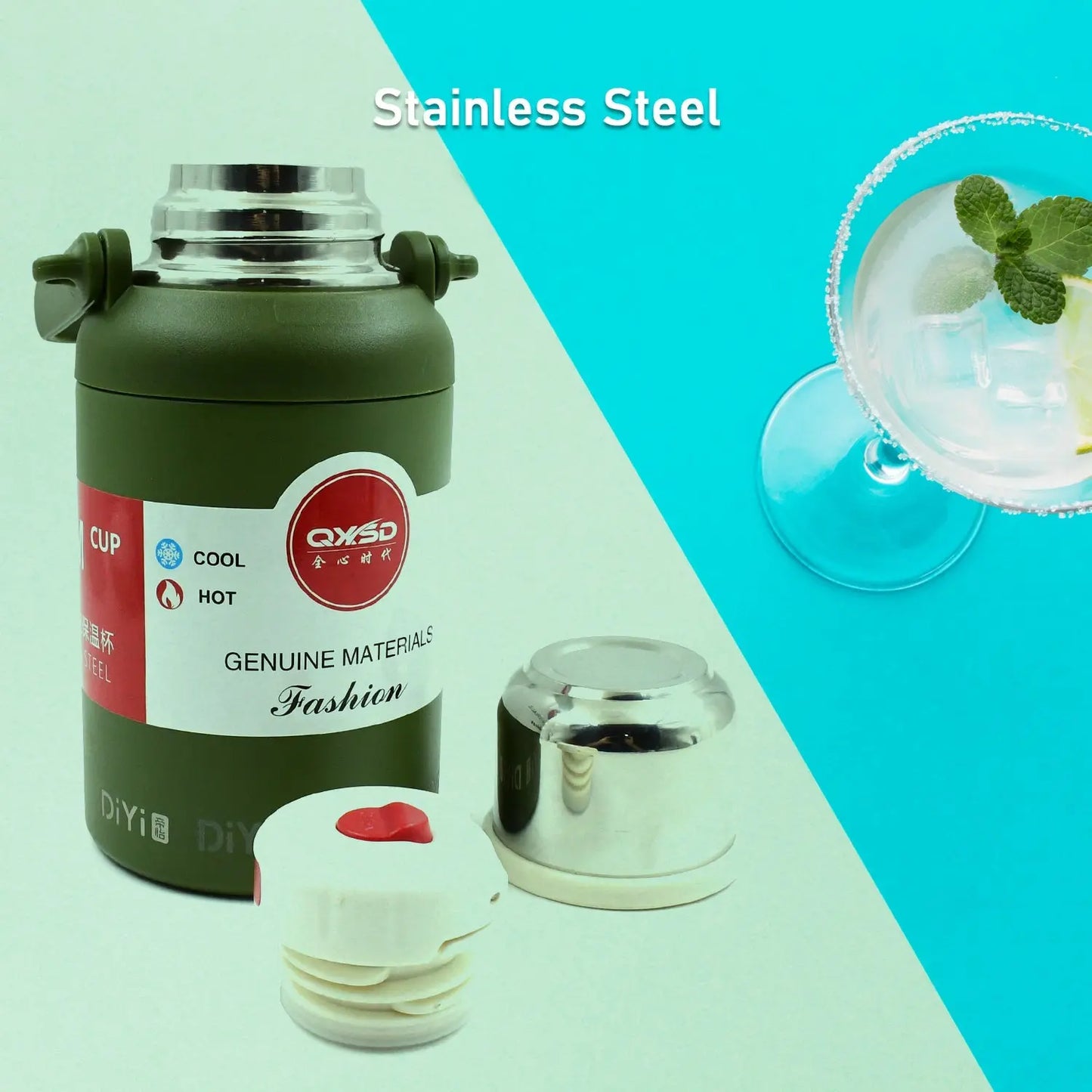 Stainless Steel Vacuum Insulated Water Bottle – 900ml Leak - Proof Flask with Hanging Strap - Chestore