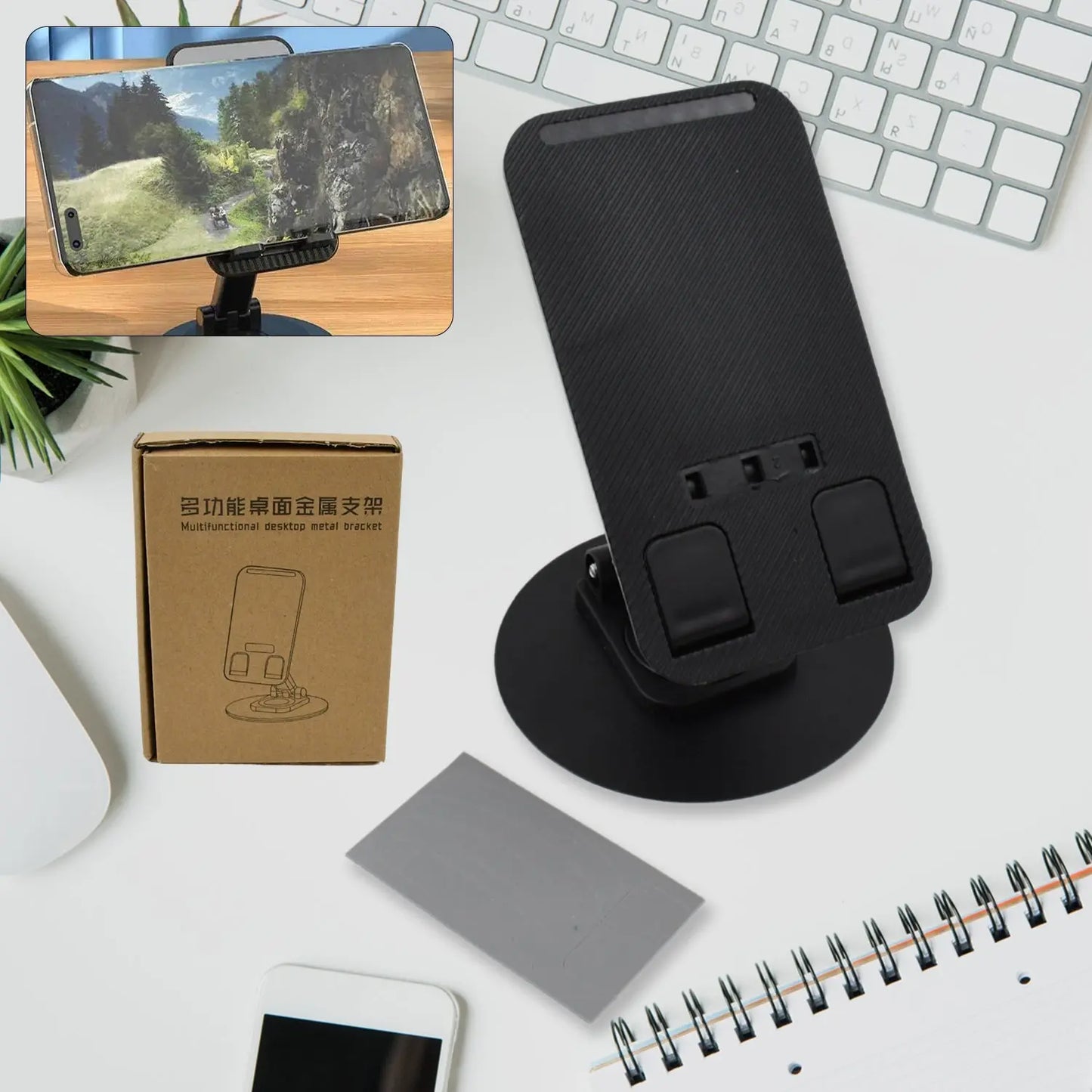 Mobile Holder Rotating Foldable Stand – Height & Angle Adjustable Phone Holder for Desk (1 Pc) - Chestore