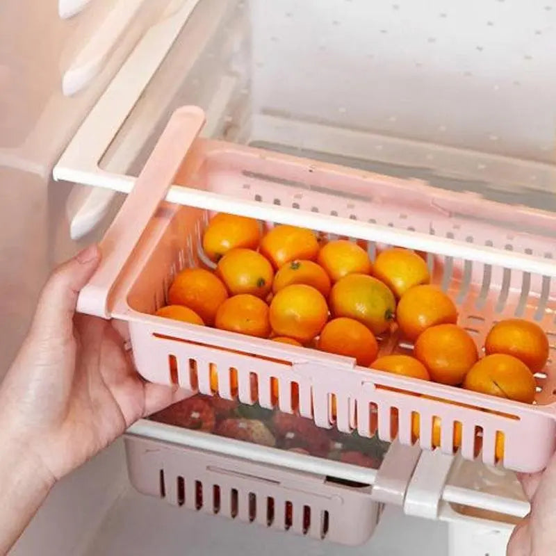 Adjustable Fridge Storage Basket Set – 4 - Piece Sliding Racks for Easy Organization - Chestore