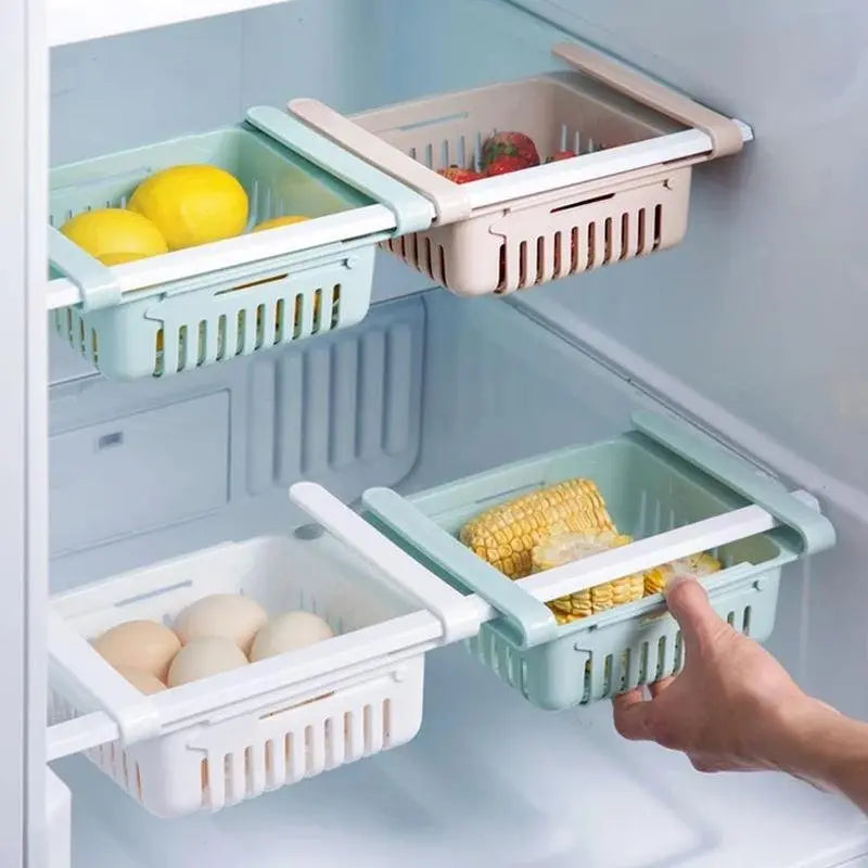 Adjustable Fridge Storage Basket Set – 4 - Piece Sliding Racks for Easy Organization - Chestore