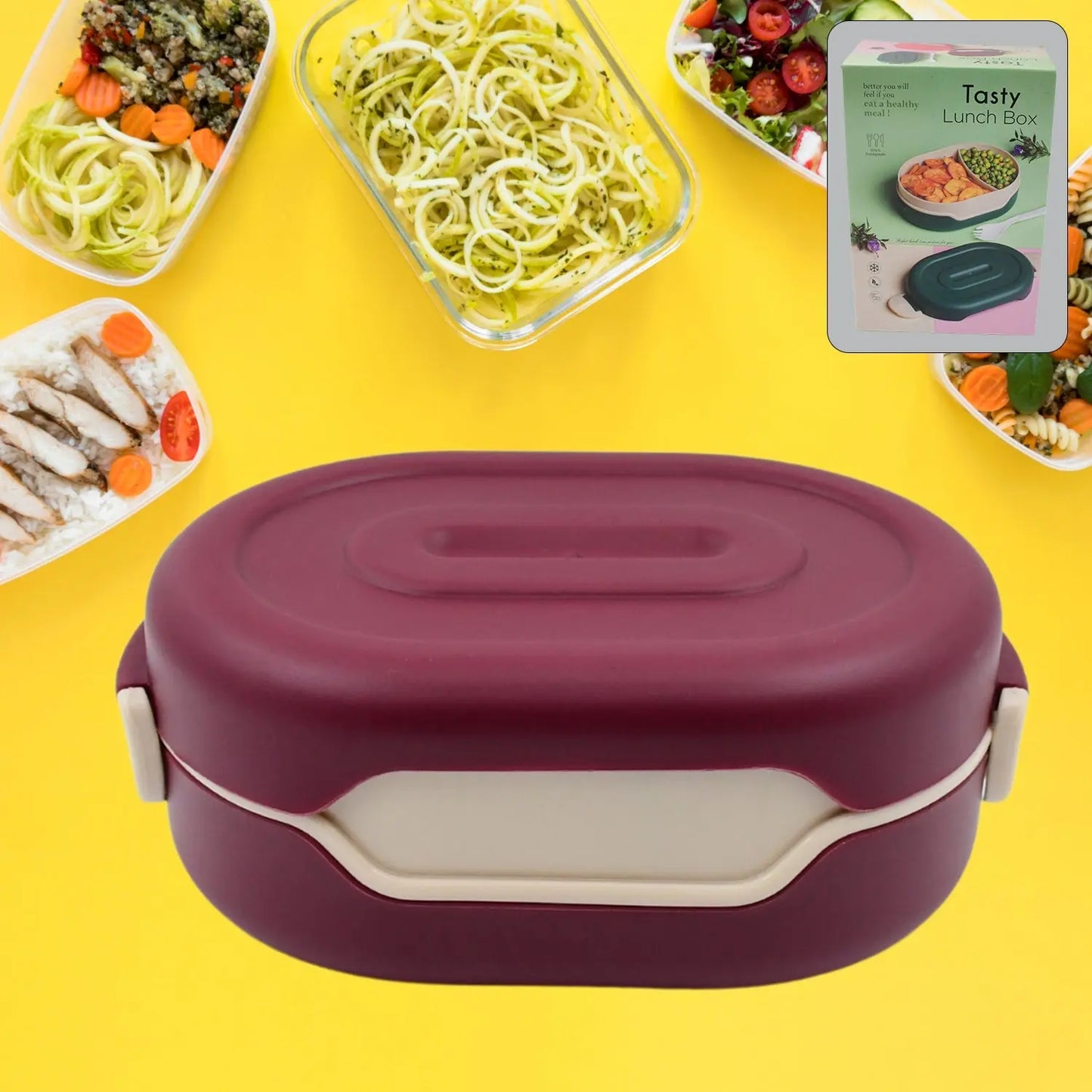 Airtight Food - Grade Tiffin Box – 2 - Compartment Lunch Box with 2 - in - 1 Spoon - Chestore