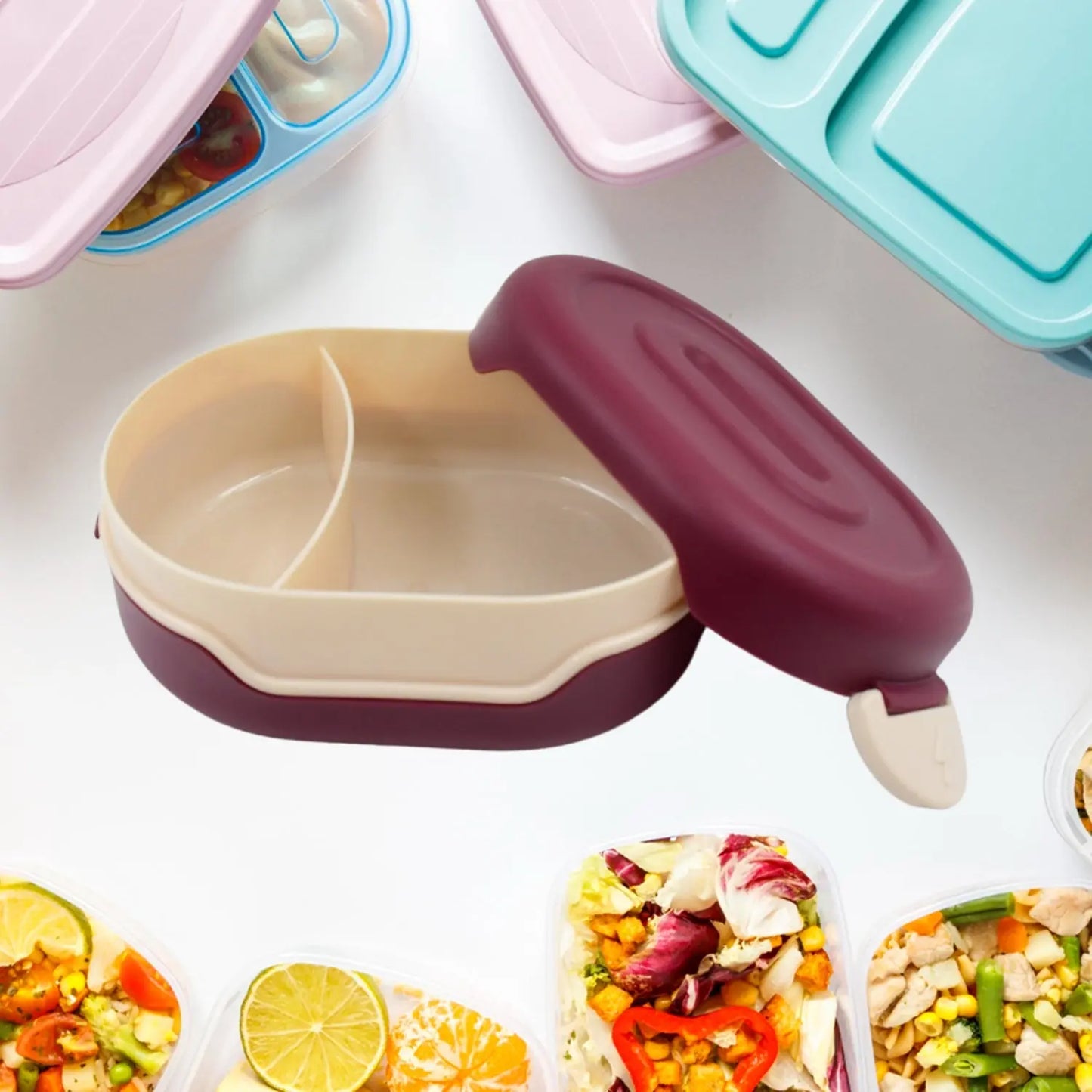 Airtight Food - Grade Tiffin Box – 2 - Compartment Lunch Box with 2 - in - 1 Spoon - Chestore