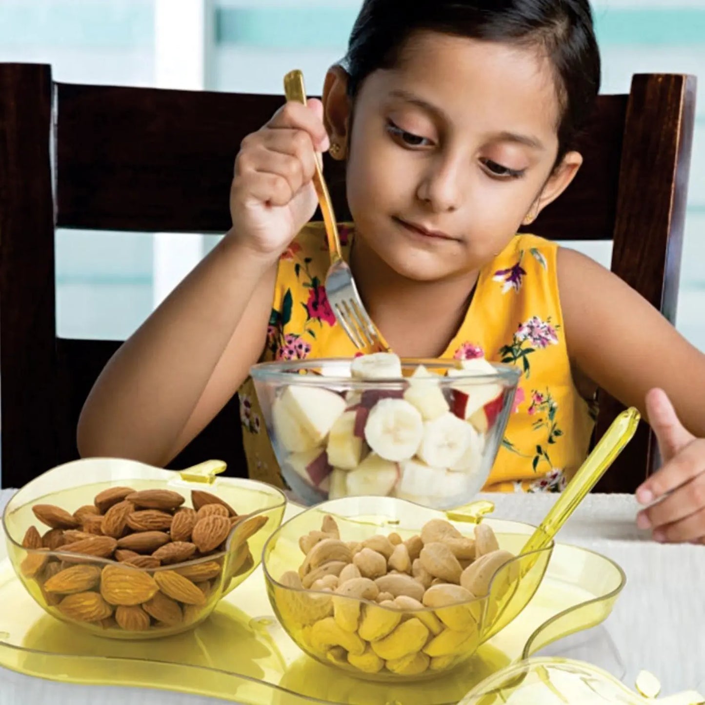 Apple Shape 2 - Piece Serving Bowl Set with Spoon & Tray – Dinnerware for Snacks & Pickles - Chestore