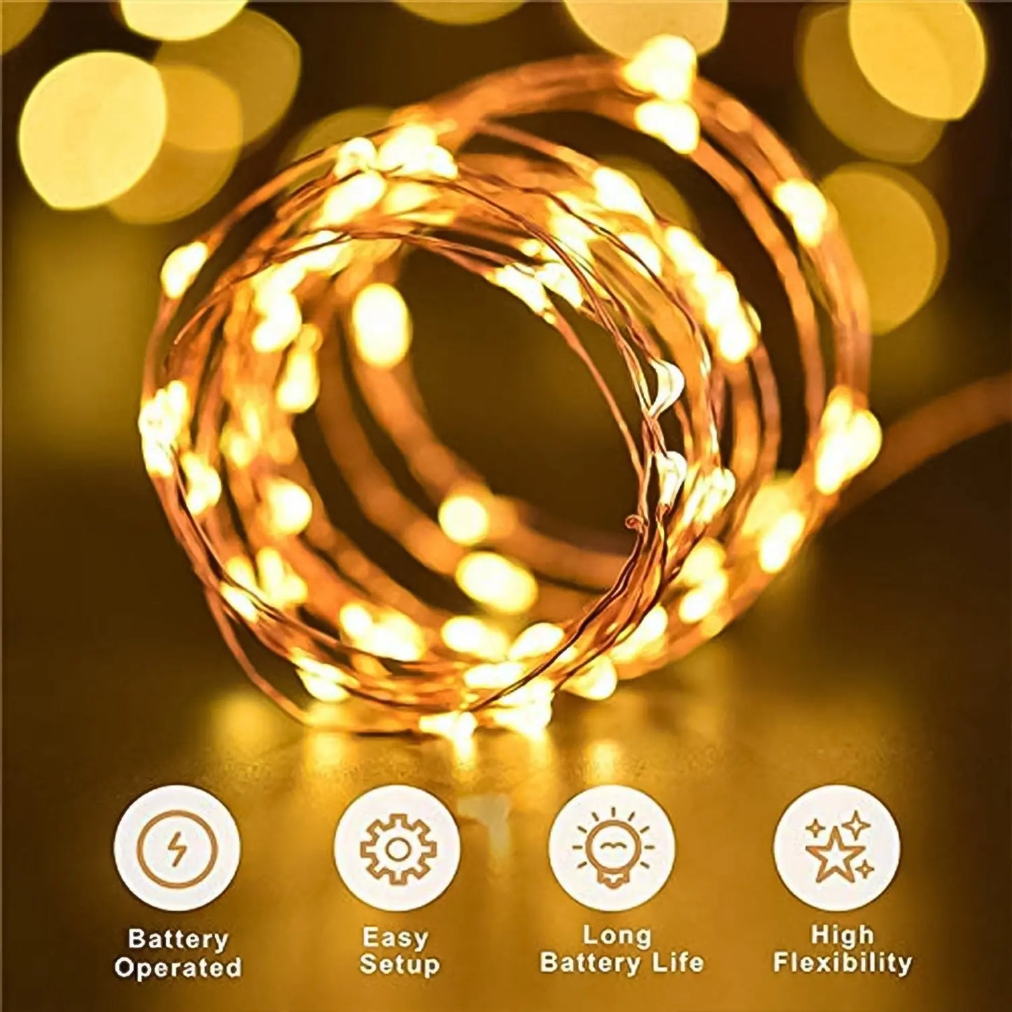 LED Flexible Wire Waterproof Party Lights – Battery Operated (2AA) ✨🌟🎉 - Chestore