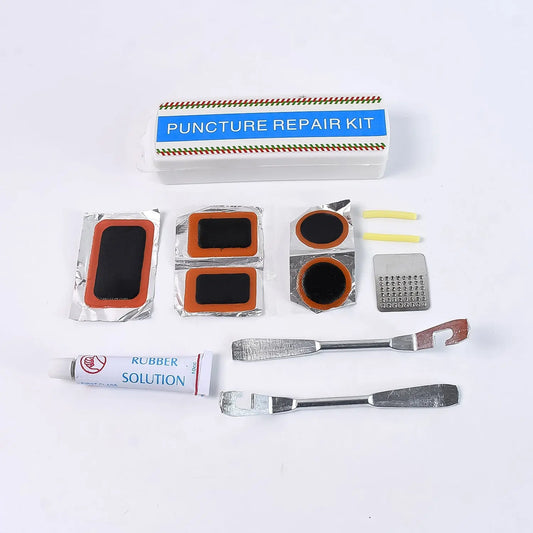 Portable Bicycle Tyre Repair Kit – Puncture Patch Set with Adhesive & Tools 🚴🛠️🛞 - Chestore