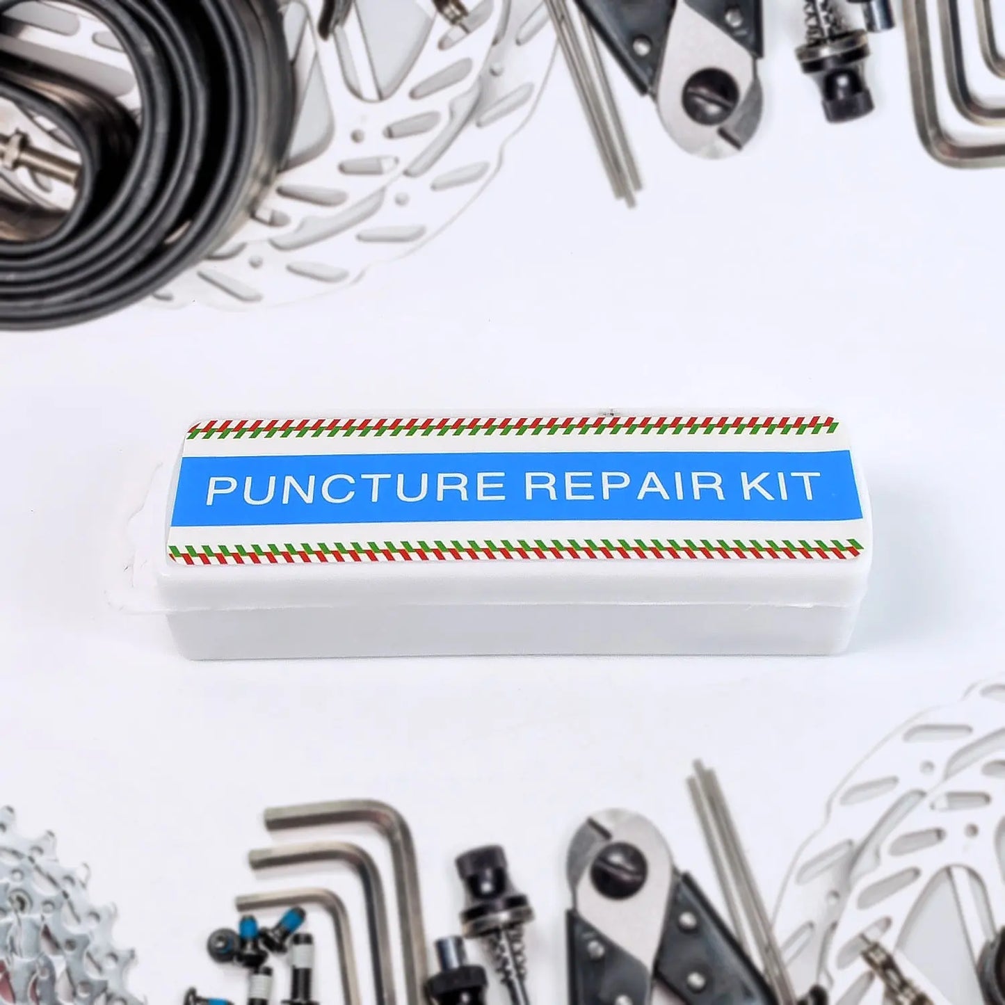 Portable Bicycle Tyre Repair Kit – Puncture Patch Set with Adhesive & Tools 🚴🛠️🛞 - Chestore