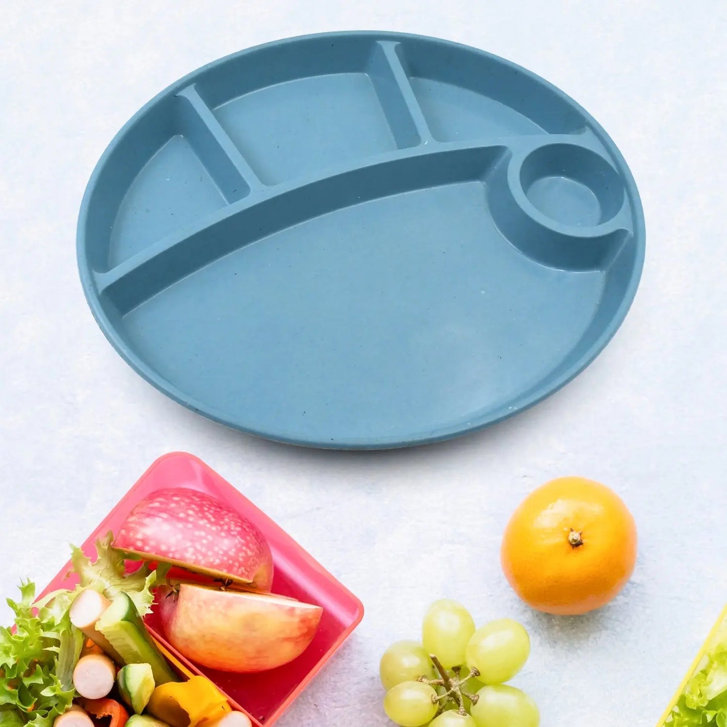 Biodegradable 5 - Compartment Food Plate with Spoon - BPA - Free & Reusable - Chestore