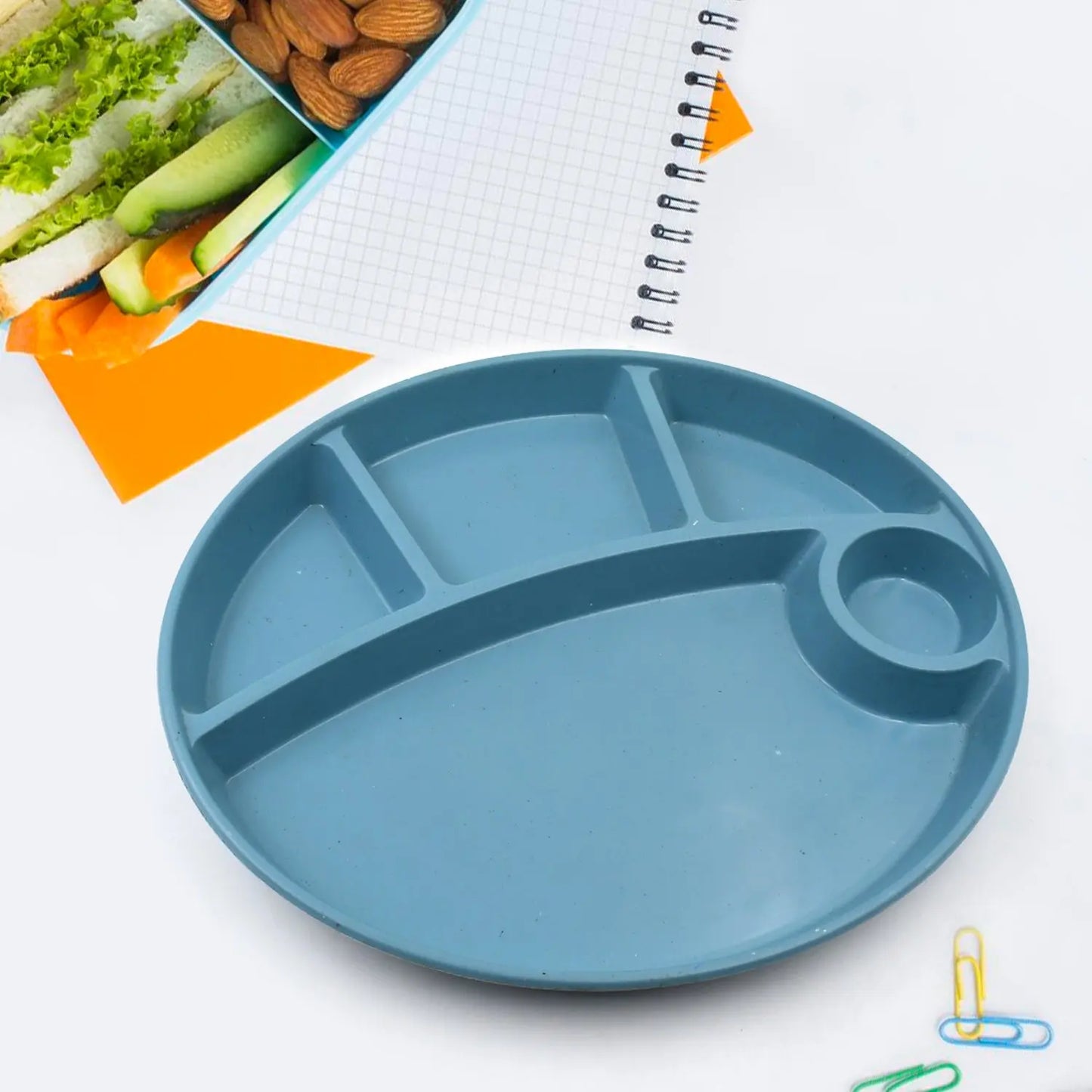 Biodegradable 5 - Compartment Food Plate with Spoon - BPA - Free & Reusable - Chestore