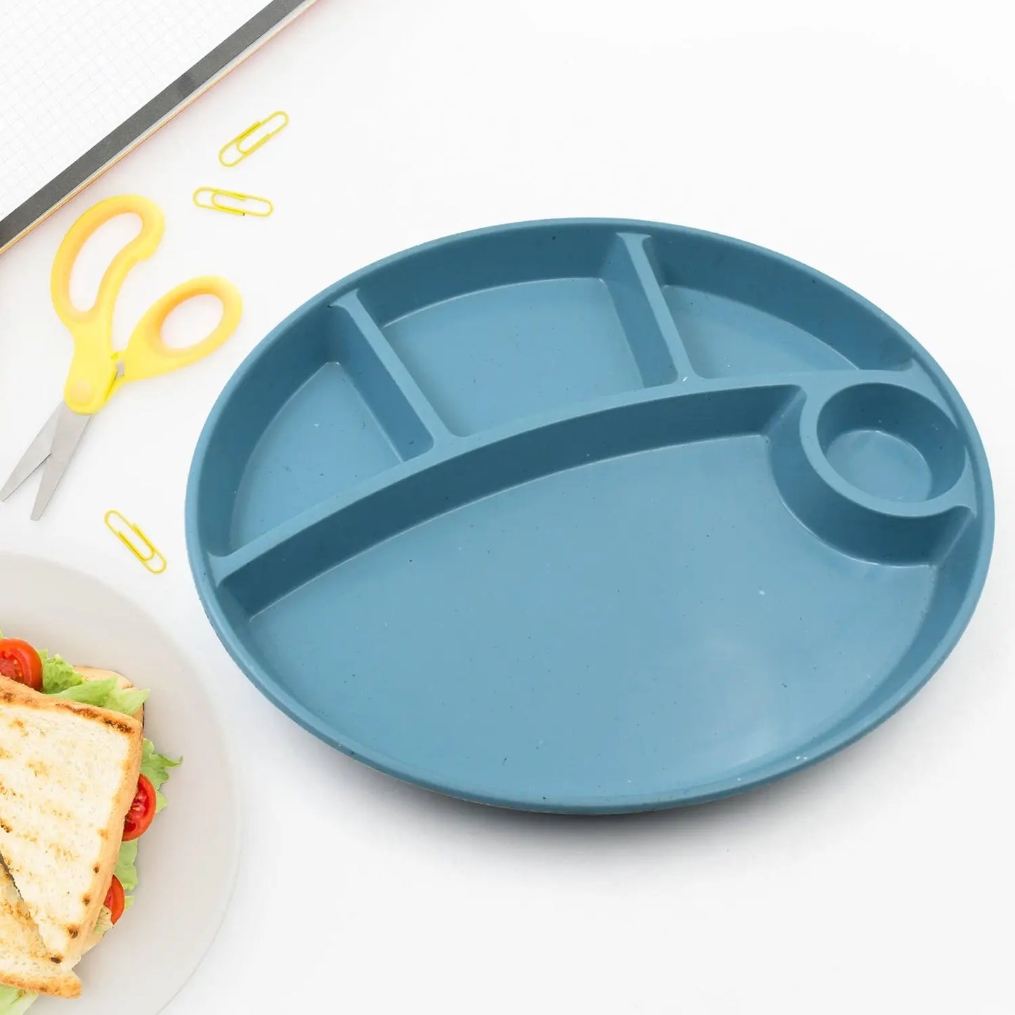 Biodegradable 5 - Compartment Food Plate with Spoon - BPA - Free & Reusable - Chestore
