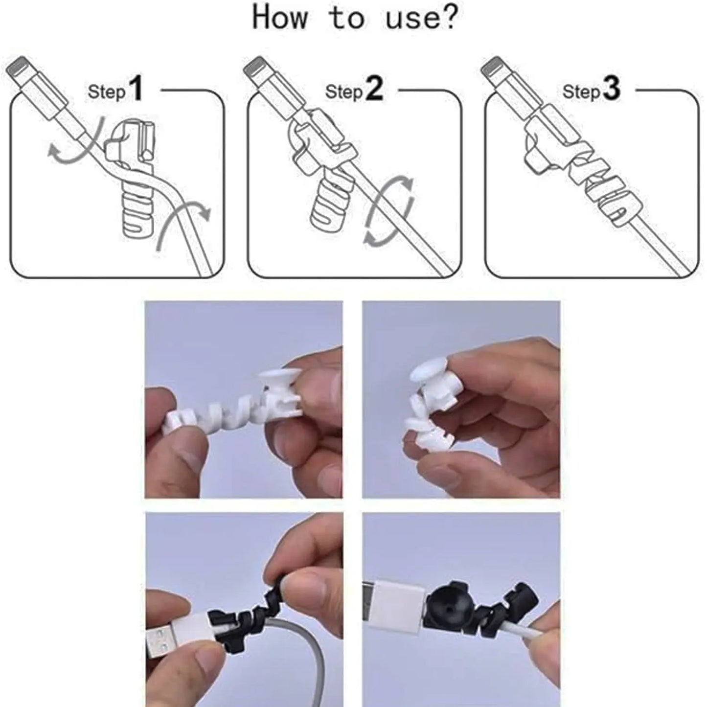 Cable Cord Protector with Suction Winder – 4 Pcs Set - Chestore