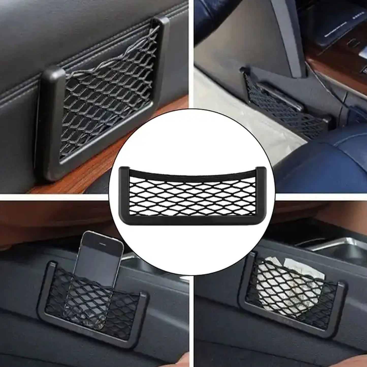 Car Side Seat Storage Net Organizer – Stick - On Mesh Pocket for Phone, Purse & More 🚗📱👜 - Chestore