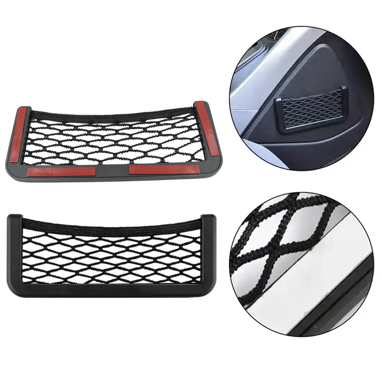Car Side Seat Storage Net Organizer – Stick - On Mesh Pocket for Phone, Purse & More 🚗📱👜 - Chestore