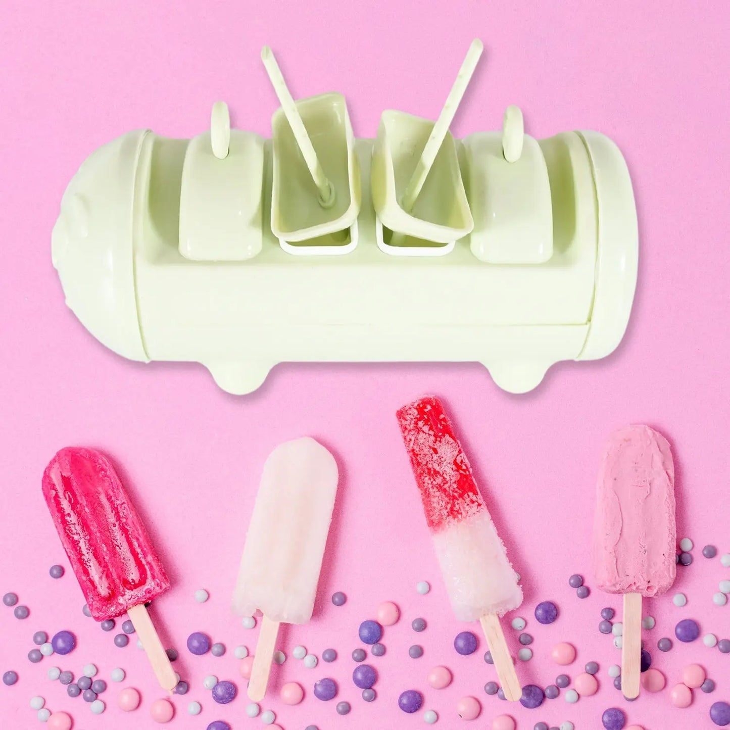 Cartoon Shape Ice Candy & Popsicle Mold – 4 Cups - Kulfi Maker - Chestore