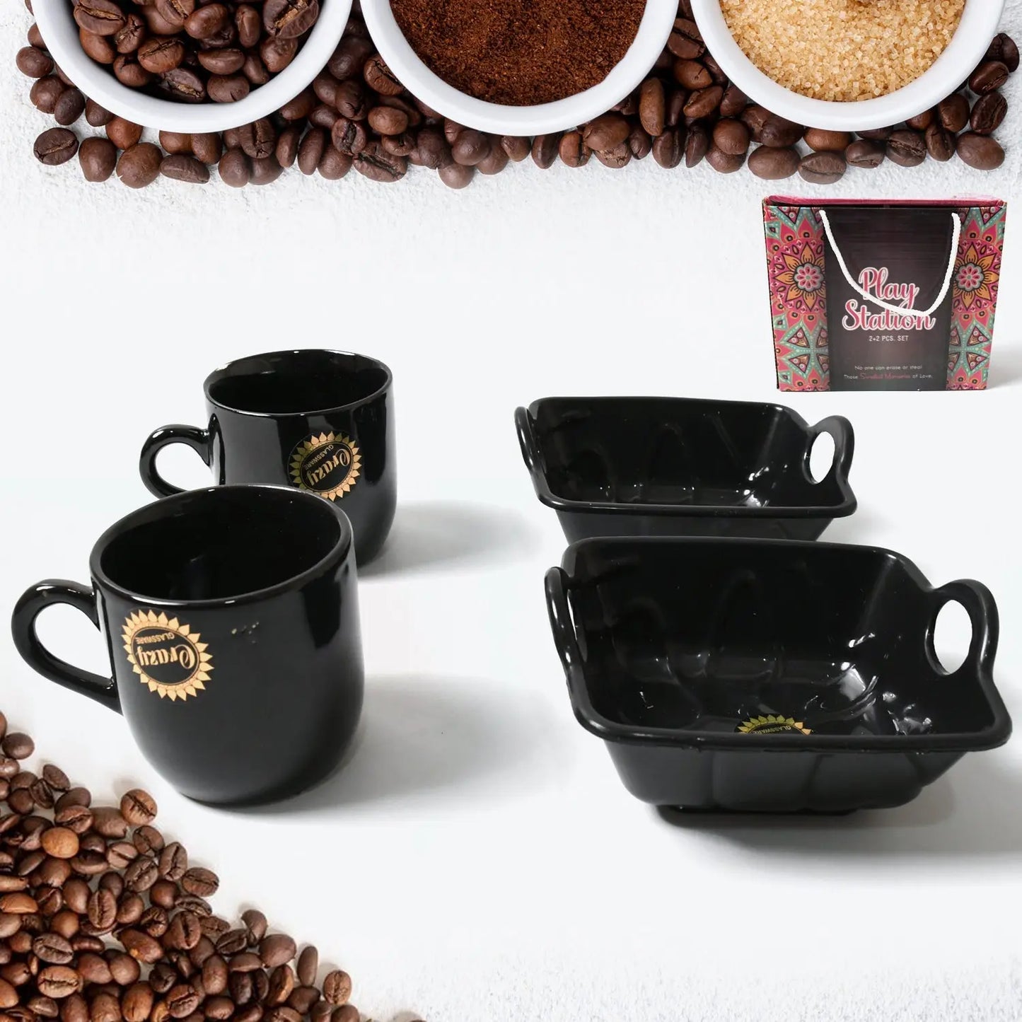 Ceramic Tea Cups Mug Set – 4 Pcs - Elegant Coffee & Tea Mugs - Chestore