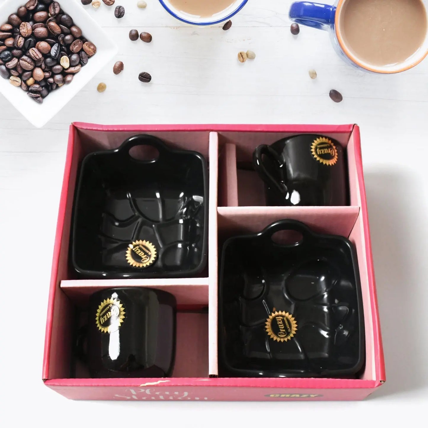Ceramic Tea Cups Mug Set – 4 Pcs - Elegant Coffee & Tea Mugs - Chestore