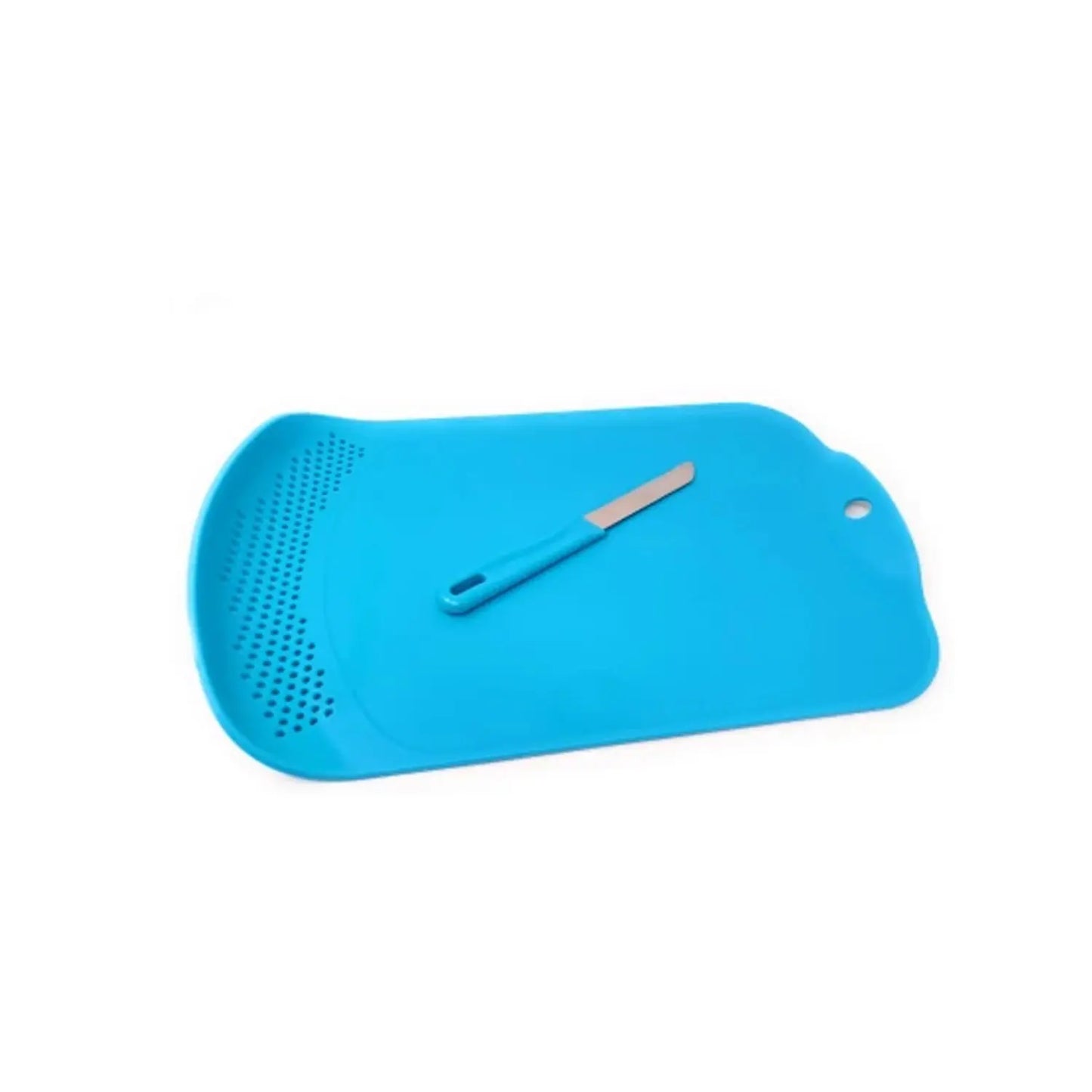 Chop & Drain Chopping Board with Sleek Knife – Multipurpose Kitchen Tool - Chestore