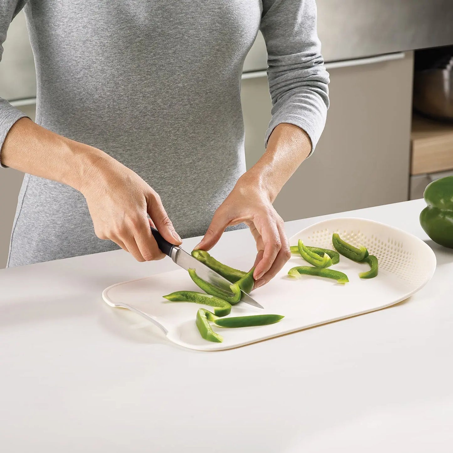 Chop & Drain Chopping Board with Sleek Knife – Multipurpose Kitchen Tool - Chestore
